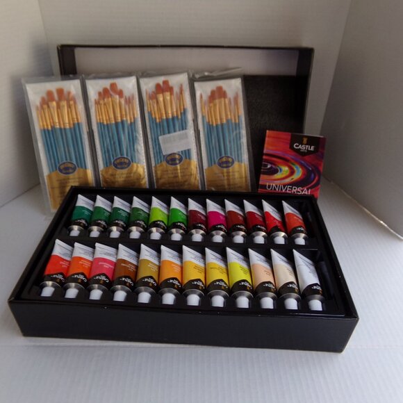 Castle Arts 48 Premium Quality Acrylic Paint And Brushes - Picture 10 of 16